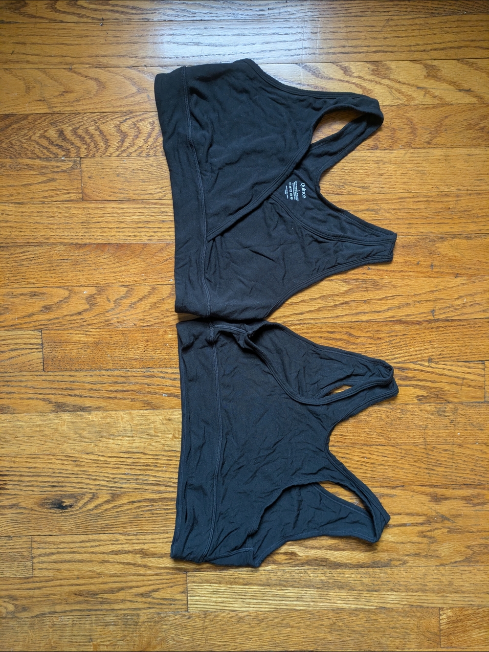 Quince Black Racerback Cotton Bralettes (2!)